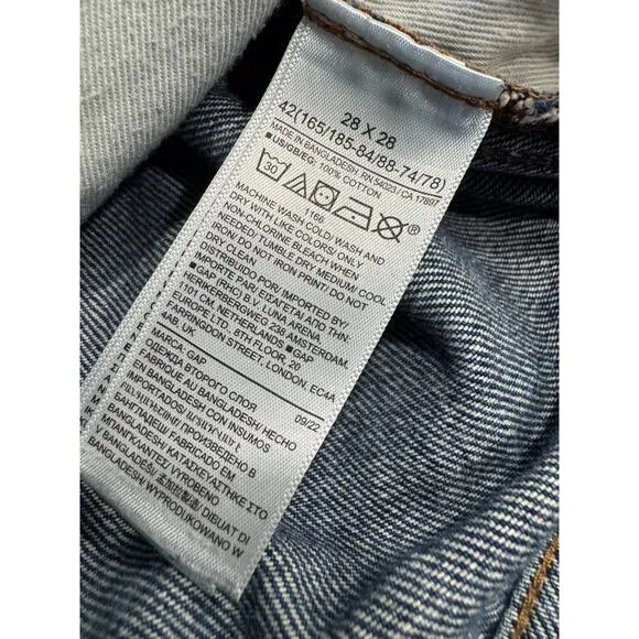 GAP Men's 90s Loose Carpenter Jeans 28 Dark Wash Denim Straight Relaxed Pocket