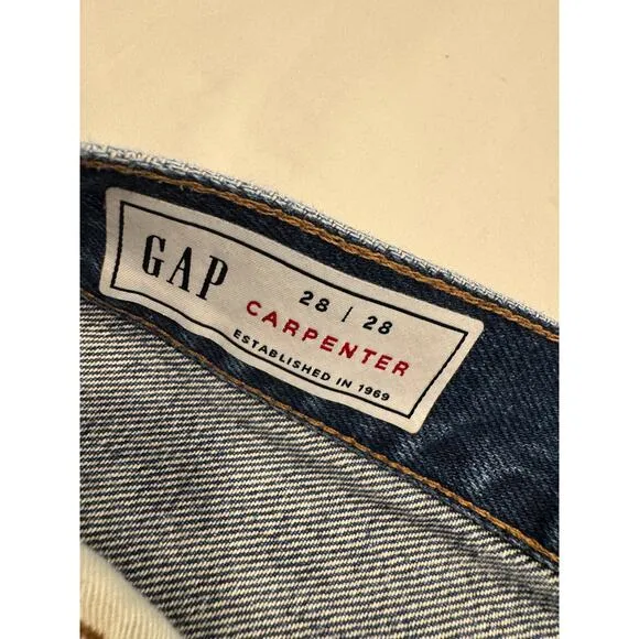 GAP Men's 90s Loose Carpenter Jeans 28 Dark Wash Denim Straight Relaxed Pocket