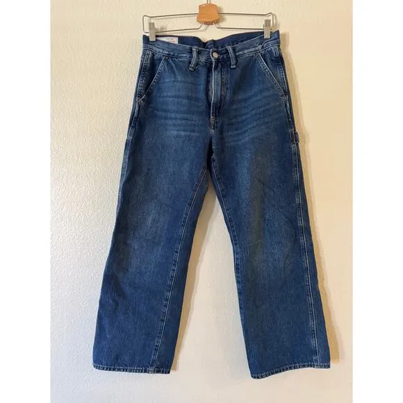 GAP Men's 90s Loose Carpenter Jeans 28 Dark Wash Denim Straight Relaxed Pocket