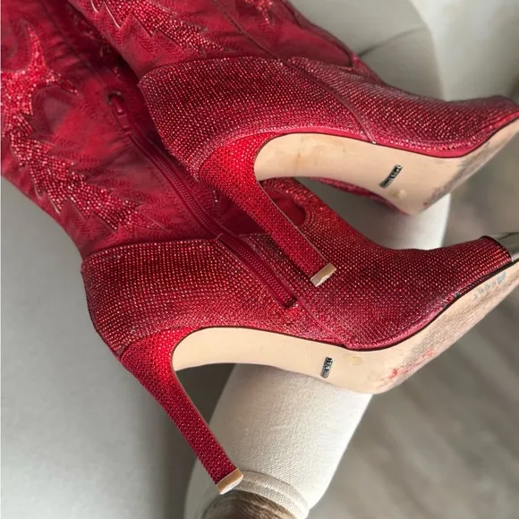 Gianni Bini Katyanna Red Western Knee-High Boots