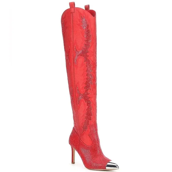 Gianni Bini Katyanna Red Western Knee-High Boots