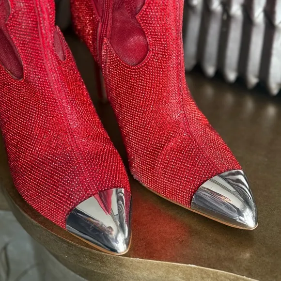 Gianni Bini Katyanna Red Western Knee-High Boots