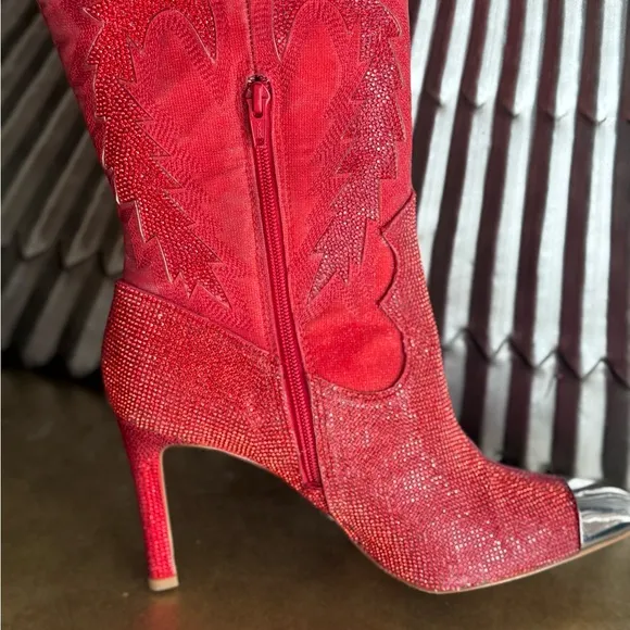 Gianni Bini Katyanna Red Western Knee-High Boots