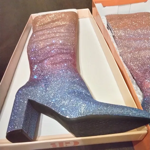 Gianni Bini pink and Blue Over the Knee Boots from the Taylor Swift eras tour