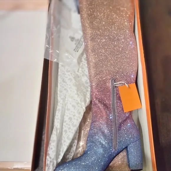 Gianni Bini pink and Blue Over the Knee Boots from the Taylor Swift eras tour