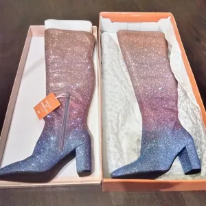 Gianni Bini pink and Blue Over the Knee Boots from the Taylor Swift eras tour