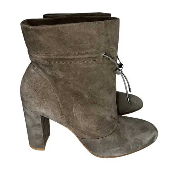 Gianvito Rossi Maeve Tan Beige Calfskin Leather Suede Ankle Boots Pumps Size 9.5