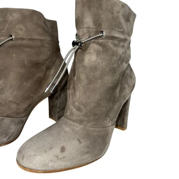 Gianvito Rossi Maeve Tan Beige Calfskin Leather Suede Ankle Boots Pumps Size 9.5