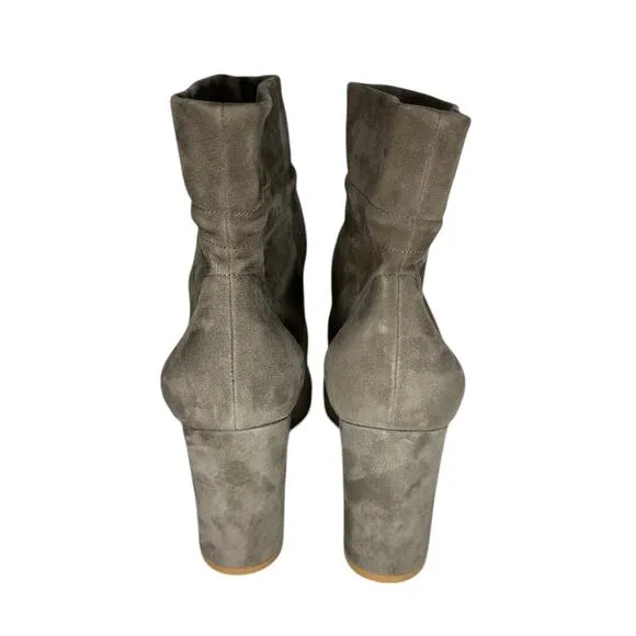 Gianvito Rossi Maeve Tan Beige Calfskin Leather Suede Ankle Boots Pumps Size 9.5