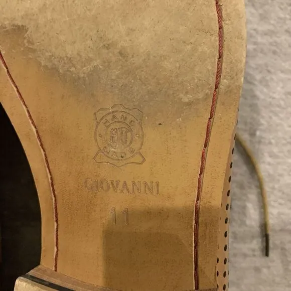 Giovanni Men's real Leather CapToe‎ Perforated Tan Dress Shoes Oxford HAND MADE