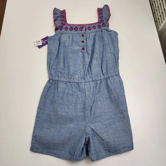 Girls Gymboree Island Spice Embroidered  Romper Dress Sandals Outfit Size 7-8