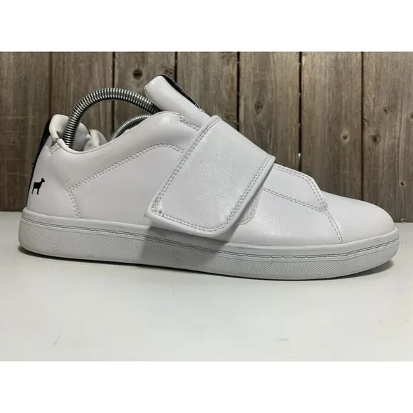 GOATS Sneakers Platform Smooth White Leather Slip On Hook Loop Mens Shoe Sz 9.5