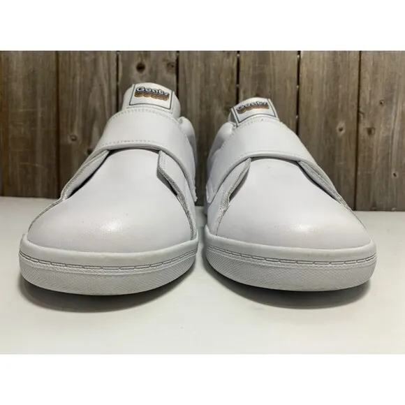 GOATS Sneakers Platform Smooth White Leather Slip On Hook Loop Mens Shoe Sz 9.5