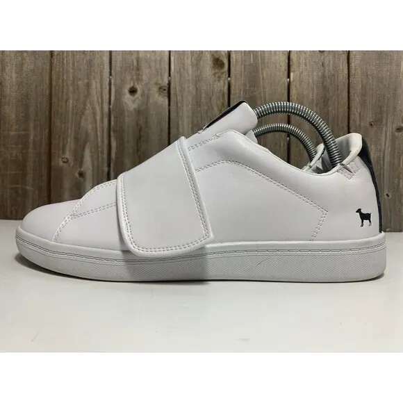 GOATS Sneakers Platform Smooth White Leather Slip On Hook Loop Mens Shoe Sz 9.5
