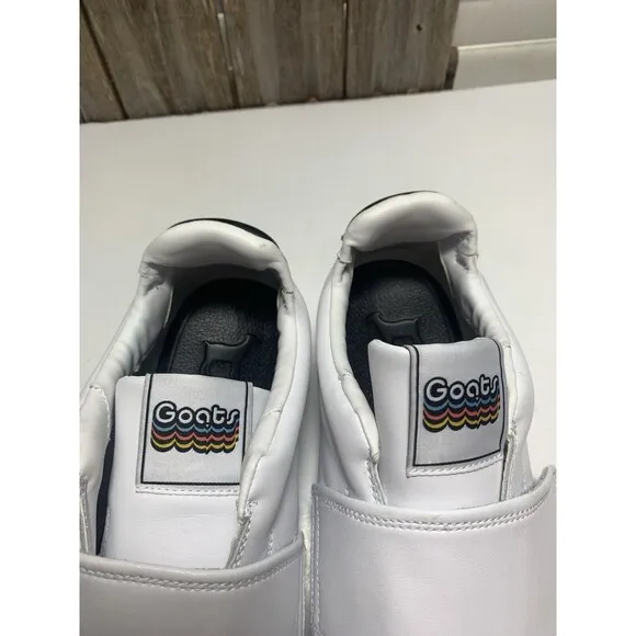 GOATS Sneakers Platform Smooth White Leather Slip On Hook Loop Mens Shoe Sz 9.5