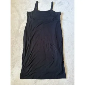 Good American Black Midi Dress Sleeveless Stretch Casual Bodycon Size 7