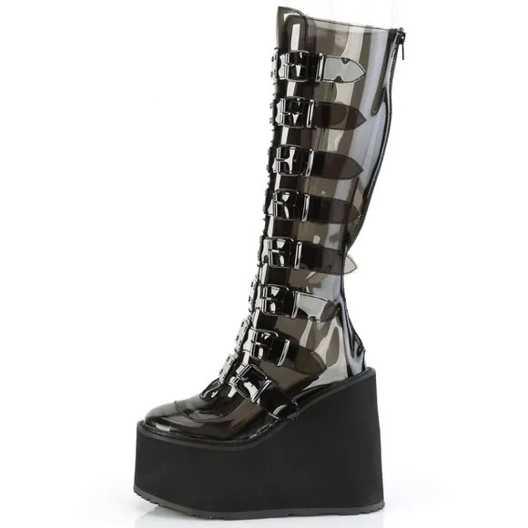 Gothic Platform Festival Transparent Knee High Boots