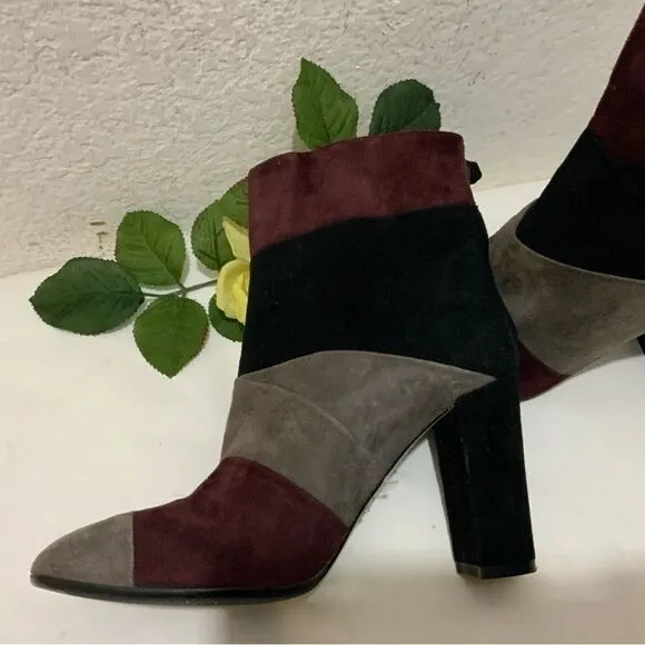 Grigiarancio Fortuna Classic Italian Suede Colorblock Fashion Ankle Boots 37