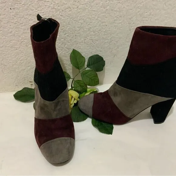 Grigiarancio Fortuna Classic Italian Suede Colorblock Fashion Ankle Boots 37