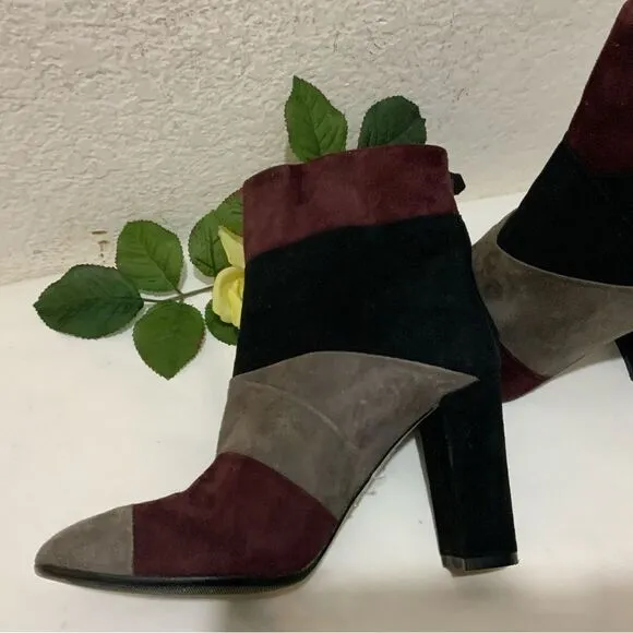 Grigiarancio Fortuna Classic Italian Suede Colorblock Fashion Ankle Boots 37