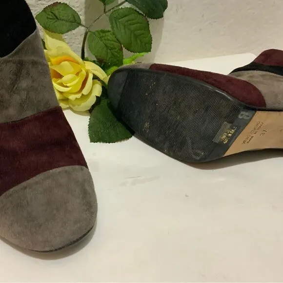 Grigiarancio Fortuna Classic Italian Suede Colorblock Fashion Ankle Boots 37