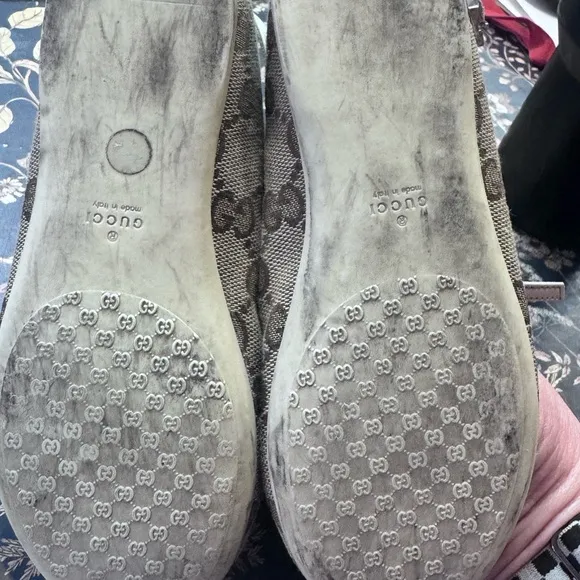 Gucci girls monogram horsebit Beige Ballet Flats 29 11.5 /12 kids