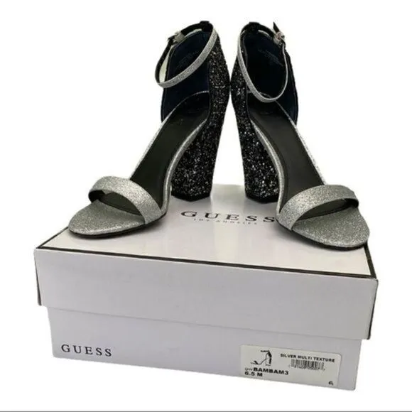 Guess Bambam Sandal in Silver Multi Size 6