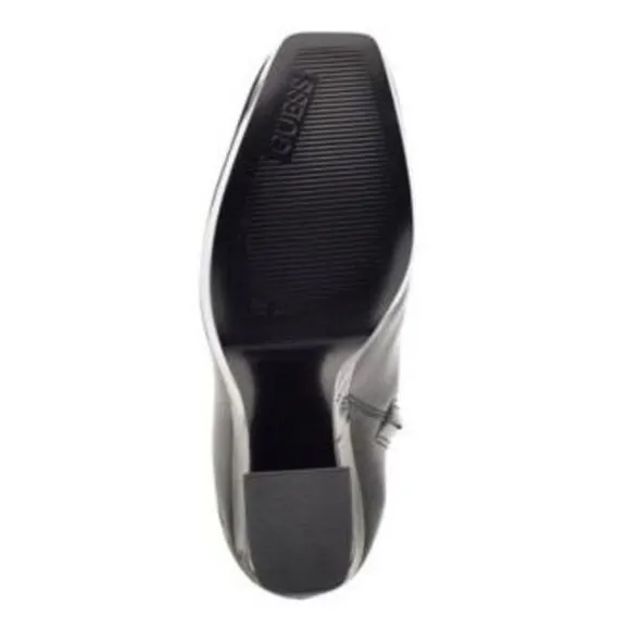 GUESS Womens Black 1-1/2&quot; Platform Logo Byra  Toe Block Heel Booties shoes 10 M