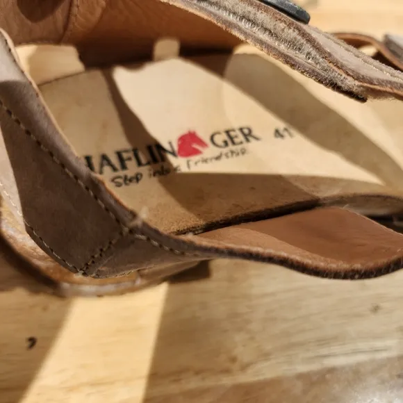 HAFLINGER Women's 41 US Size 10 Patricia Dress Sandals Mocha Suede Leather Tan