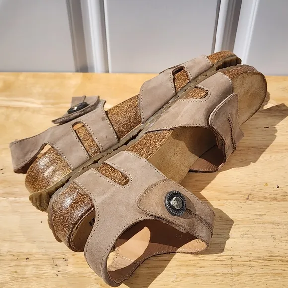 HAFLINGER Women's 41 US Size 10 Patricia Dress Sandals Mocha Suede Leather Tan