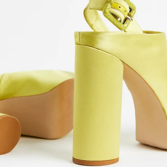 H&amp;m Innovation Bold Yellow Platform Sandals with Chunky Heel. Sz. 37 EU.