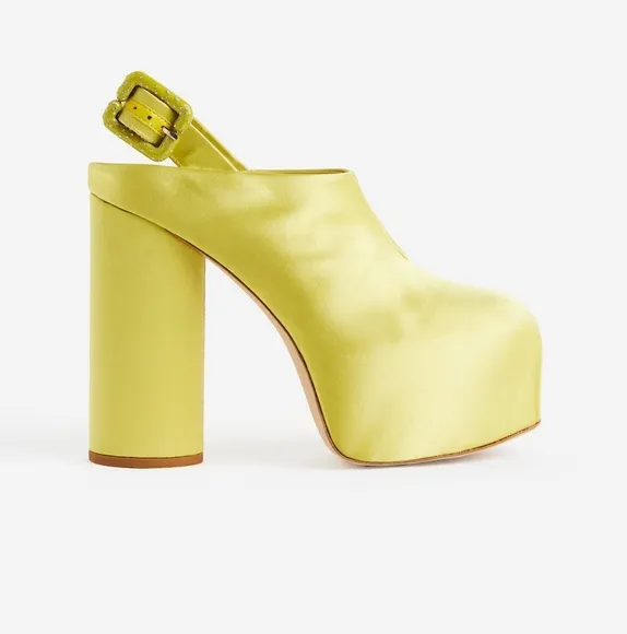 H&amp;m Innovation Bold Yellow Platform Sandals with Chunky Heel. Sz. 37 EU.