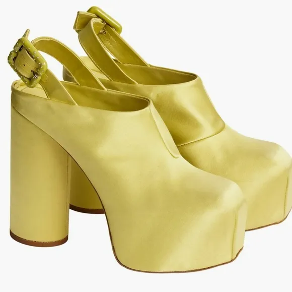H&amp;m Innovation Bold Yellow Platform Sandals with Chunky Heel. Sz. 37 EU.