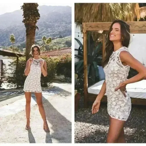 Helen Owen x AQUA Embroidered Sheath Dress XS
