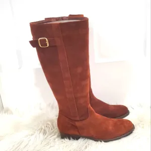 HELENE ROUGE  leather suede buckle knee high  rider boots new