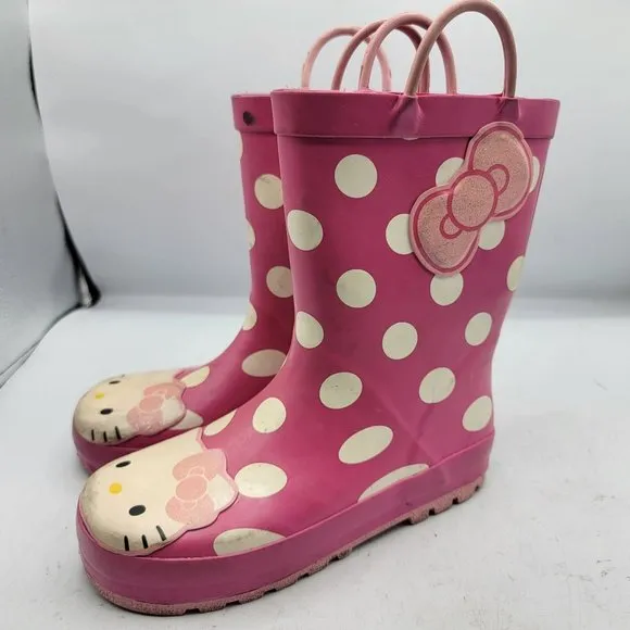 Hello Kitty Sanrio Western Chief Girls Size 13 Cutie Pink Polka Dot Rain Boots