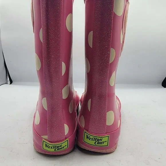 Hello Kitty Sanrio Western Chief Girls Size 13 Cutie Pink Polka Dot Rain Boots