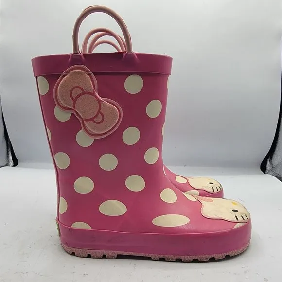 Hello Kitty Sanrio Western Chief Girls Size 13 Cutie Pink Polka Dot Rain Boots