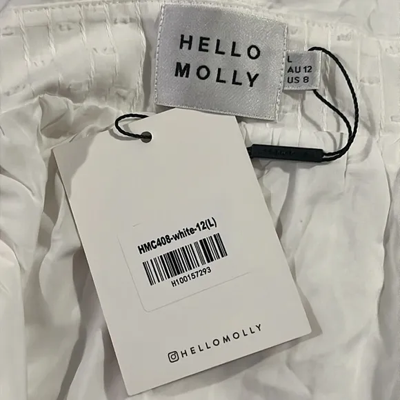 HELLO MOLLY Give Me An Answer Midi Dress White Size 8 NWT