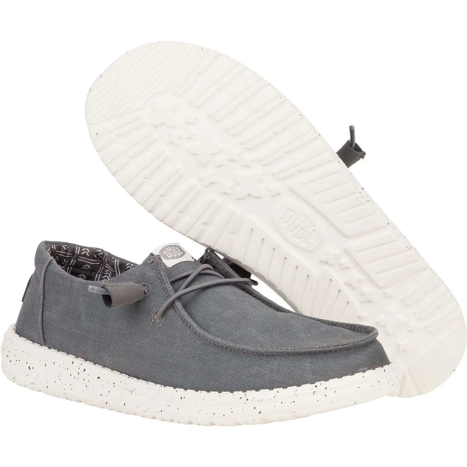 HEYDUDE Wendy Canvas 100% Cotton Women's Dark Grey Loafers