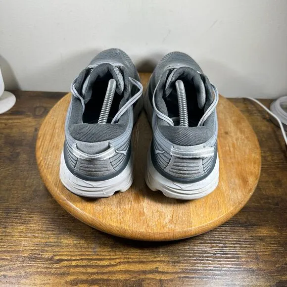 Hoka Bondi‎ 7 Gray White Athletic Sneaker Shoes Men's Size 9 4E 1117033 WDDS