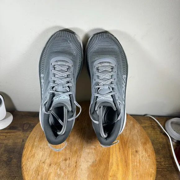 Hoka Bondi‎ 7 Gray White Athletic Sneaker Shoes Men's Size 9 4E 1117033 WDDS