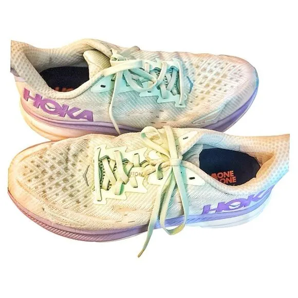 Hoka One Clifton Blue Lace Up Athletic Shoes Size 9