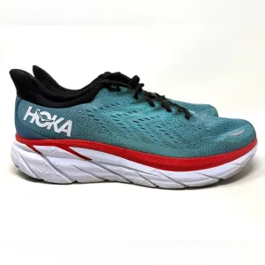 Hoka One One Clifton 8 Athletic Sneaker Blue Orange Mens 12.5