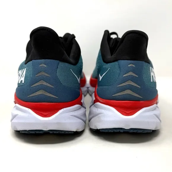 Hoka One One Clifton 8 Athletic Sneaker Blue Orange Mens 12.5
