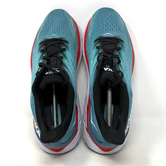 Hoka One One Clifton 8 Athletic Sneaker Blue Orange Mens 12.5