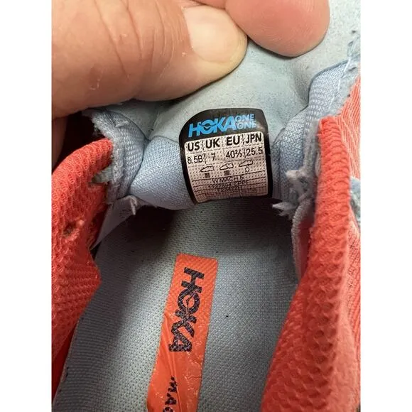 Hoka One One Mach 5 Womens Size 8.5B Orange Pink Athletic Running Shoes Sneakers