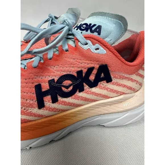 Hoka One One Mach 5 Womens Size 8.5B Orange Pink Athletic Running Shoes Sneakers