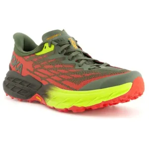 Hoka One One Men's Olive Red Yellow Speedgoat 5 Trek Running Shoes Size 11D