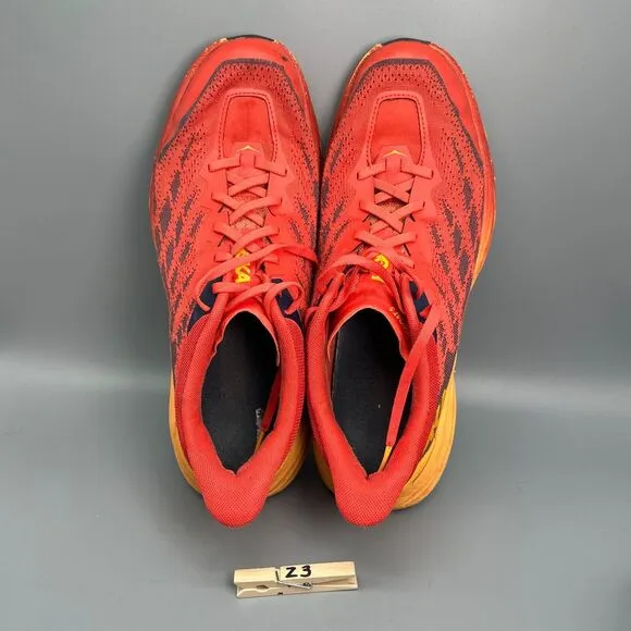 Hoka One One Speedgoat 5 Men's 12 Red Athletic Shoes Low Top Athletic Sneakers